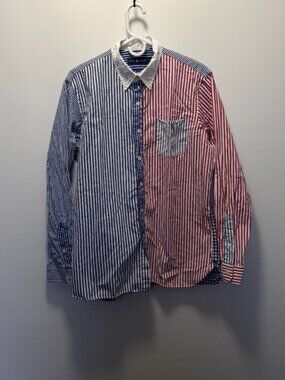 RALPH LAUREN Men's Fun Shirt Mixed Stripe Gingham Button Down Size L